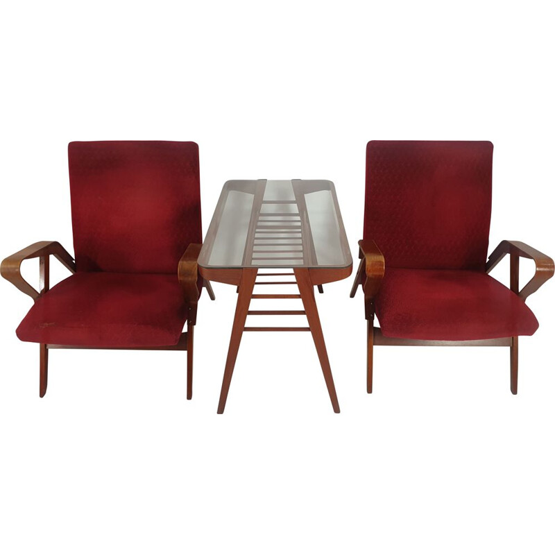 Set of vintage armchair and table  by Francis Jirák 1960s