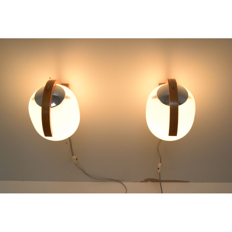 Pair of vintage wall lamps by Valasske Mezirici 1960s