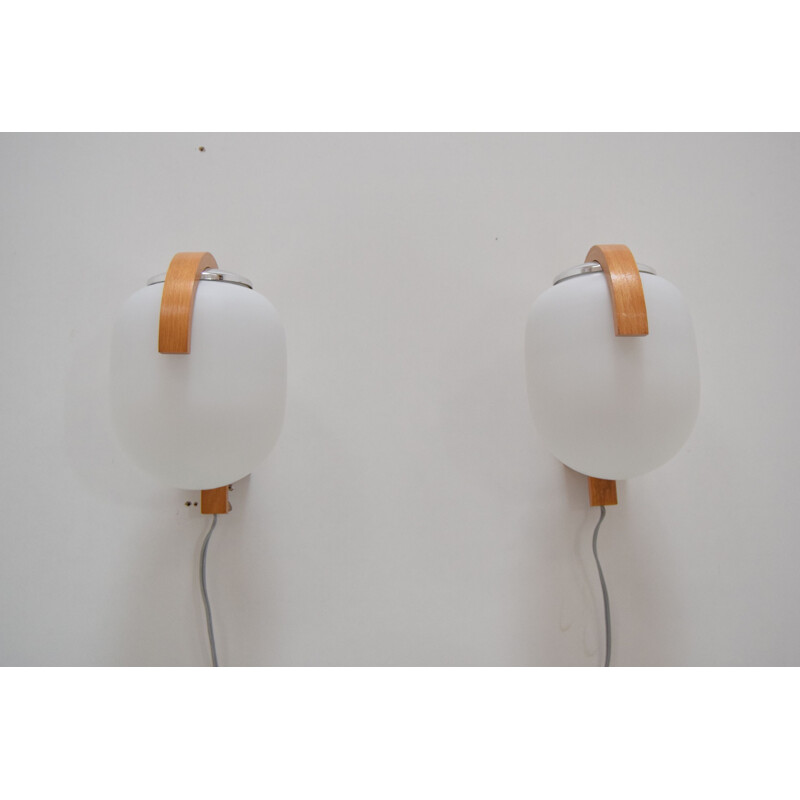 Pair of vintage wall lamps by Valasske Mezirici 1960s