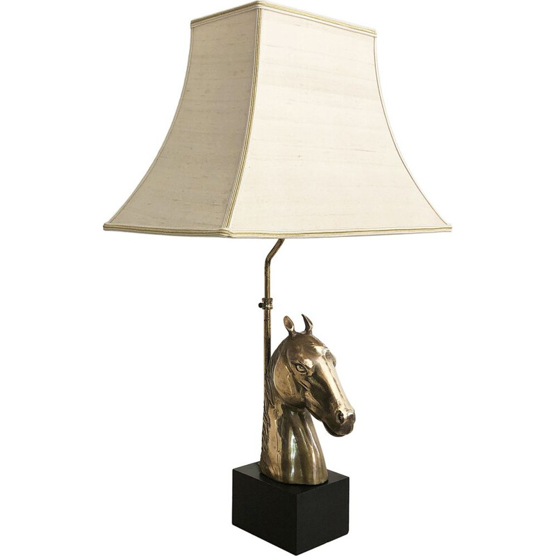 Vintage brass horse lamp, 1970