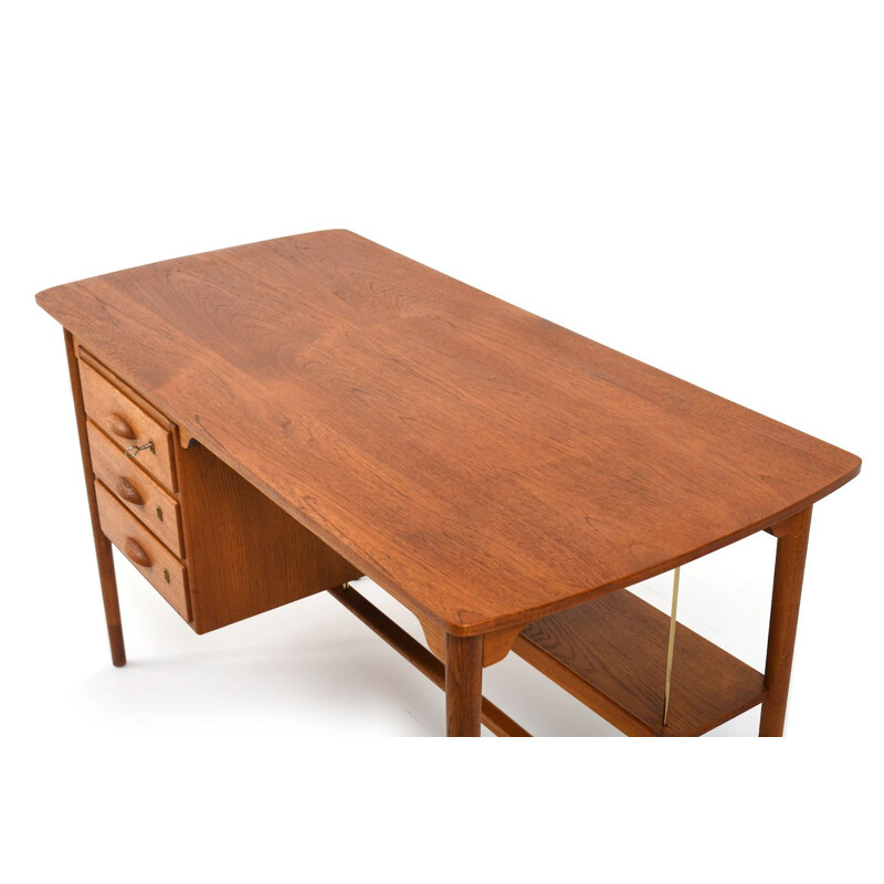 Vintage teak and oak desk 1950s