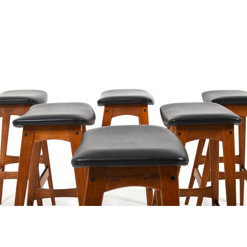 Set of 6 vintage teak bar stools by Johannes Andersen 1963s