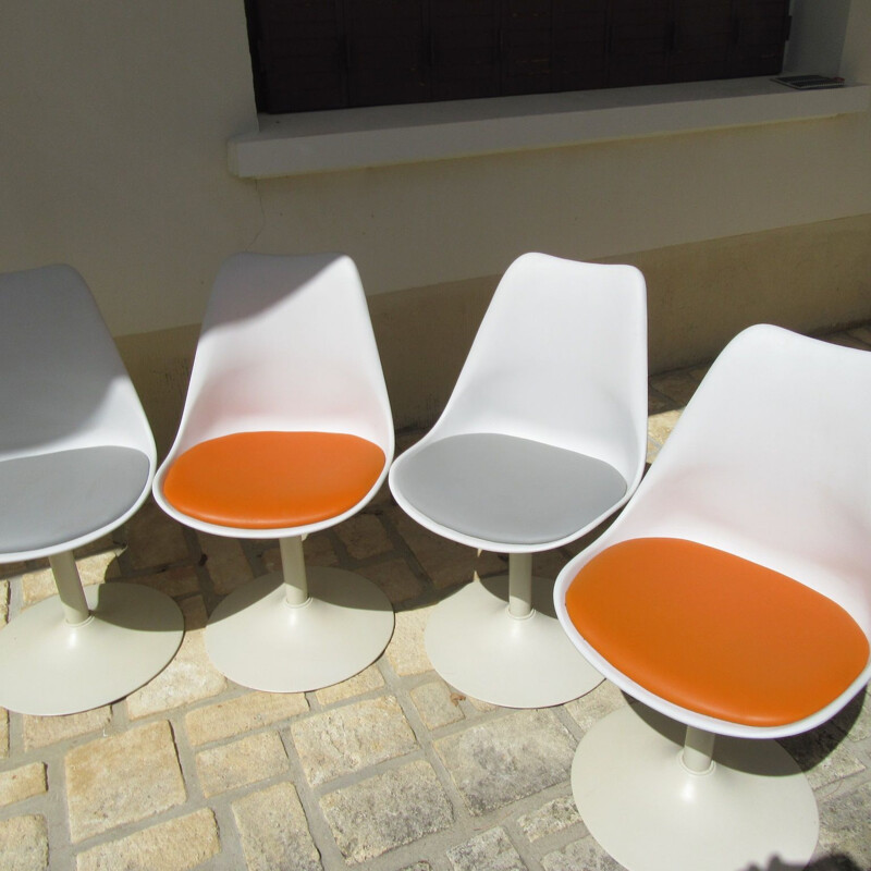 Set of 4 vintage tulip swivel chairs 1950s