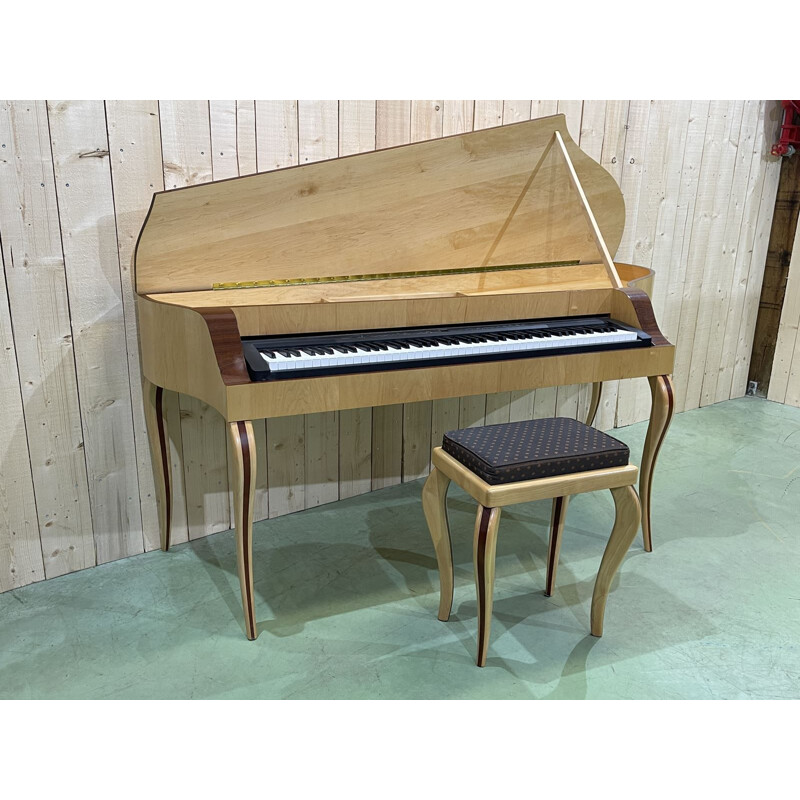 Piano et tabouret vintage en érable sycomore