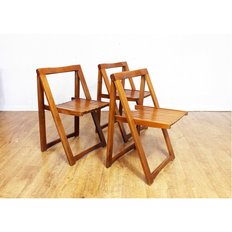Ensemble de 3 chaises vintage pliantes Aldo Jacober