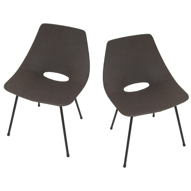 Mid century modern "barrel" chairs, Pierre GUARICHE - 1954