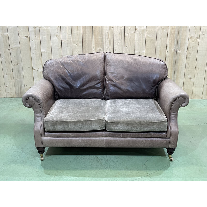 Vintage grey leather sofa