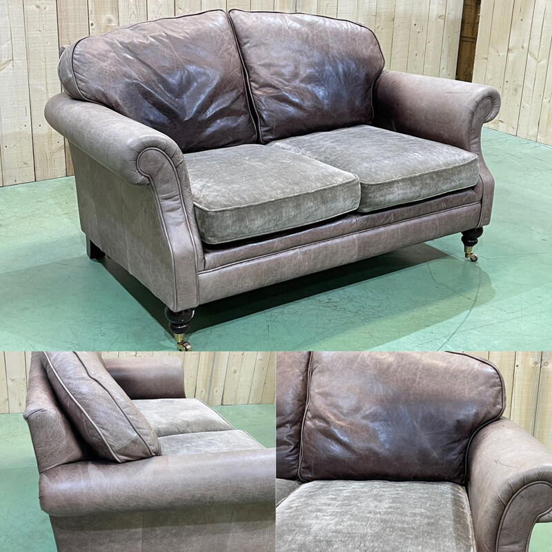 Vintage grey leather sofa