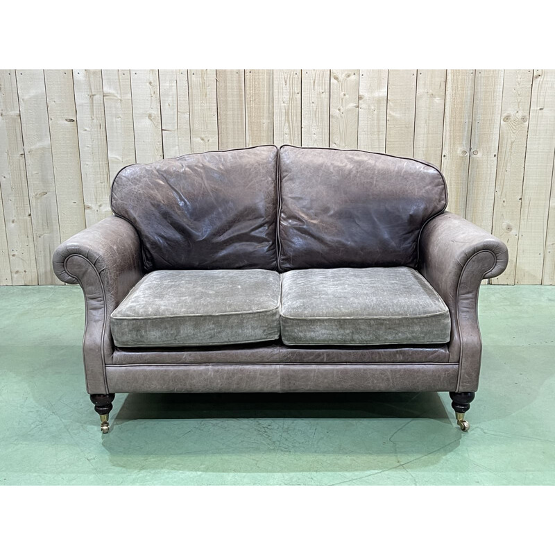 Vintage grey leather sofa