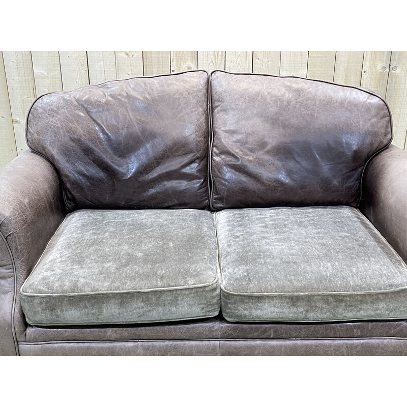 Vintage grey leather sofa