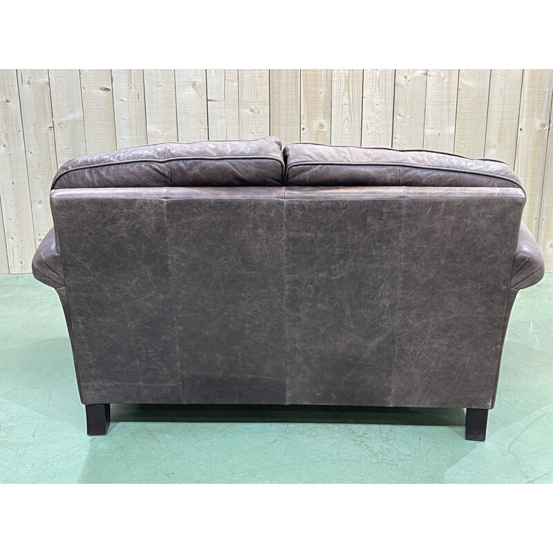 Vintage grey leather sofa