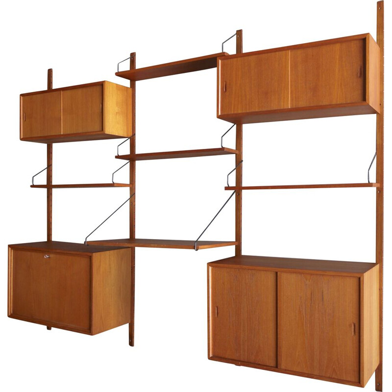 Vintage teak wall royal unit by Poul Cadovius Denmark 1960s