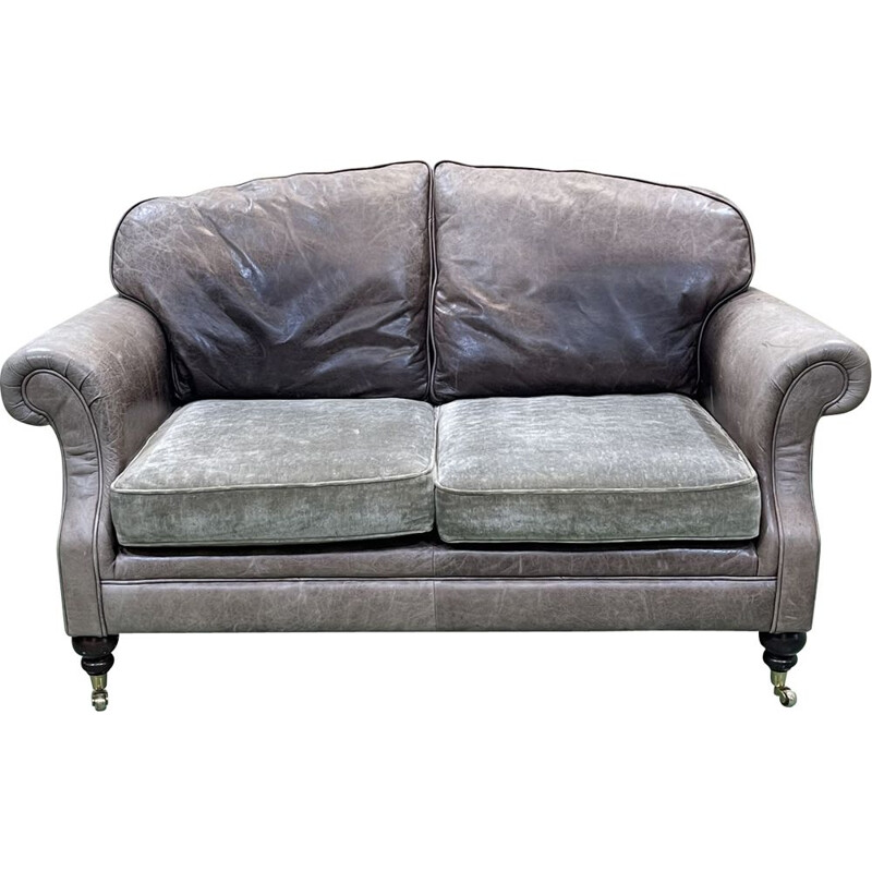Canapé vintage en cuir gris