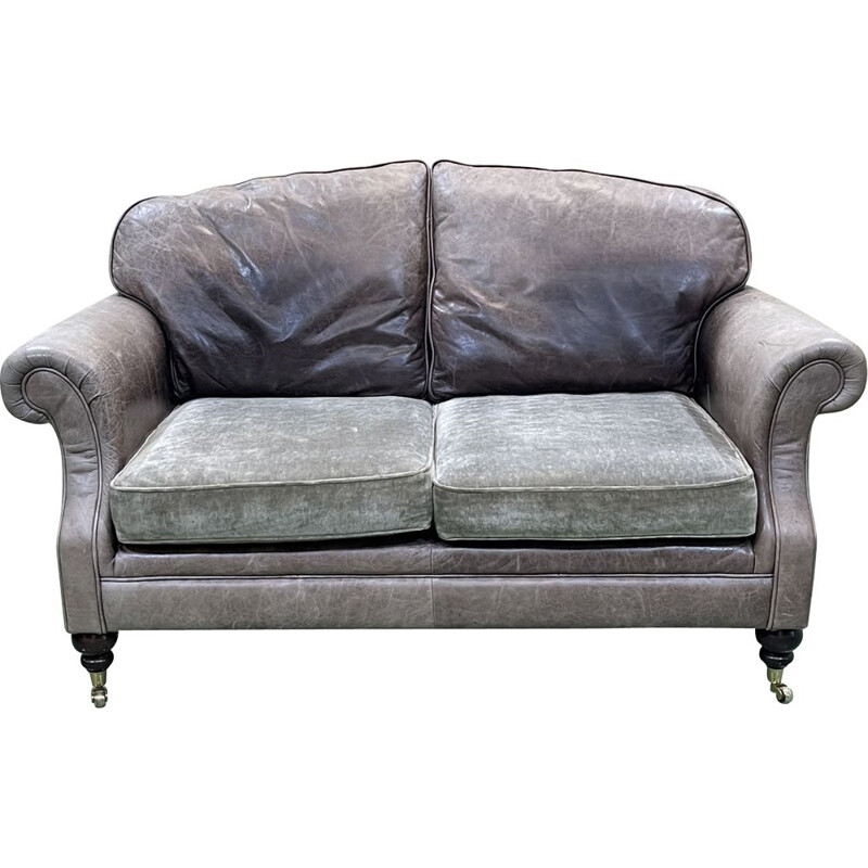 Vintage grey leather sofa