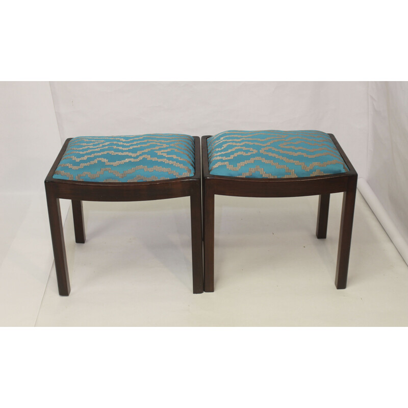 Pair of vintage stools in jacquard fabric 1960