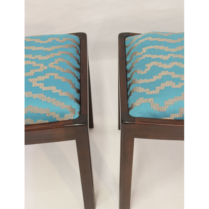 Pair of vintage stools in jacquard fabric 1960