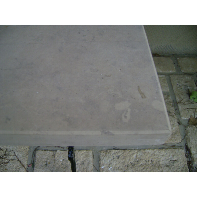 Vintage Bistrot table with cast iron leg and travertine top