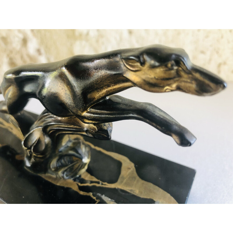 Pair of vintage greyhound bookends, France 1950
