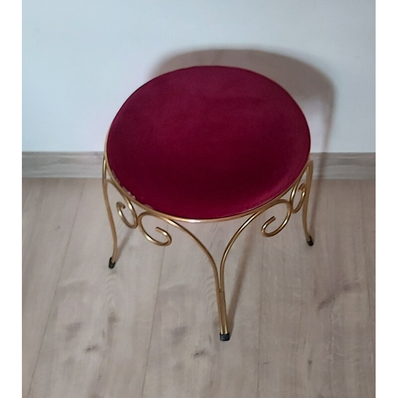 Tabouret vintage en laiton 1970