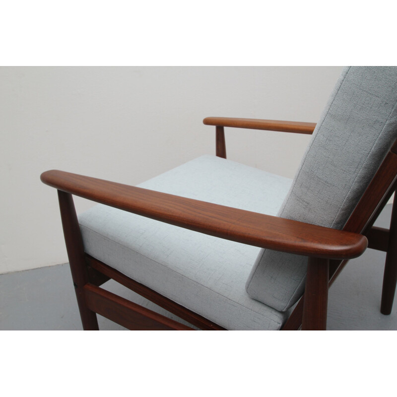 Vintage  armchair Grey-blue teak 1960s