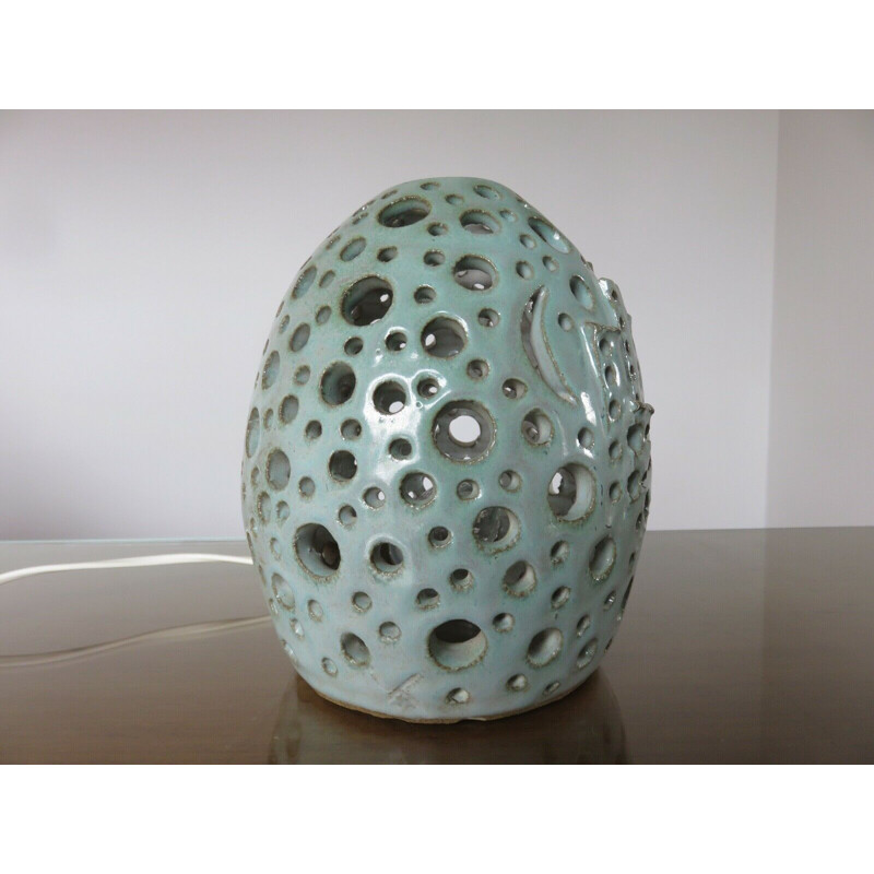 Vintage openwork ceramic lamp 1960s