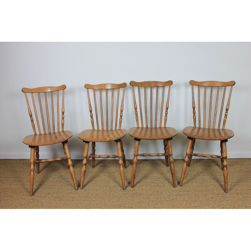 Set of 4 vintage chairs by Baumann, France 1960