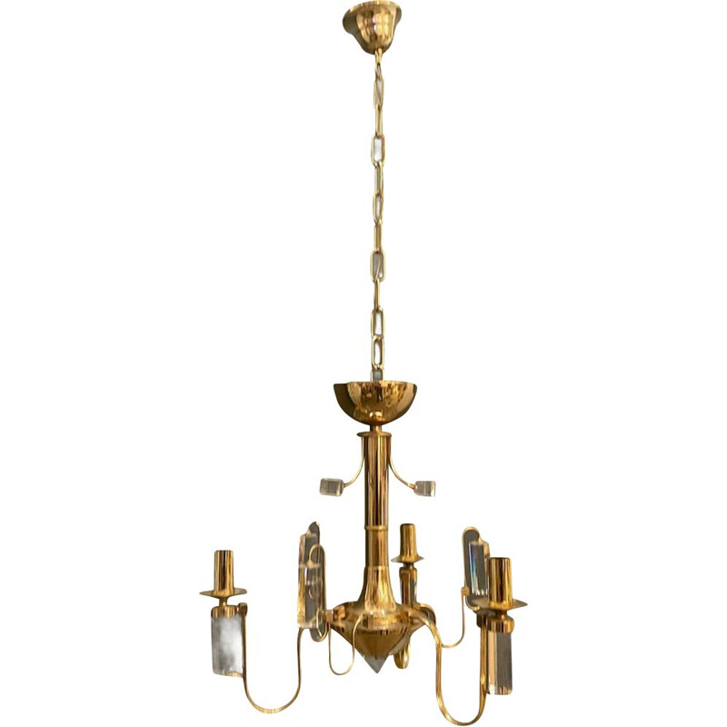 Vintage brass and crystal chandelier