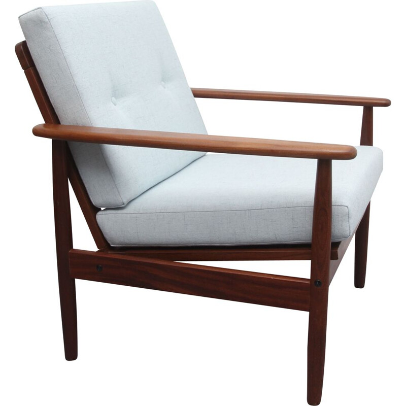 Vintage  armchair Grey-blue teak 1960s