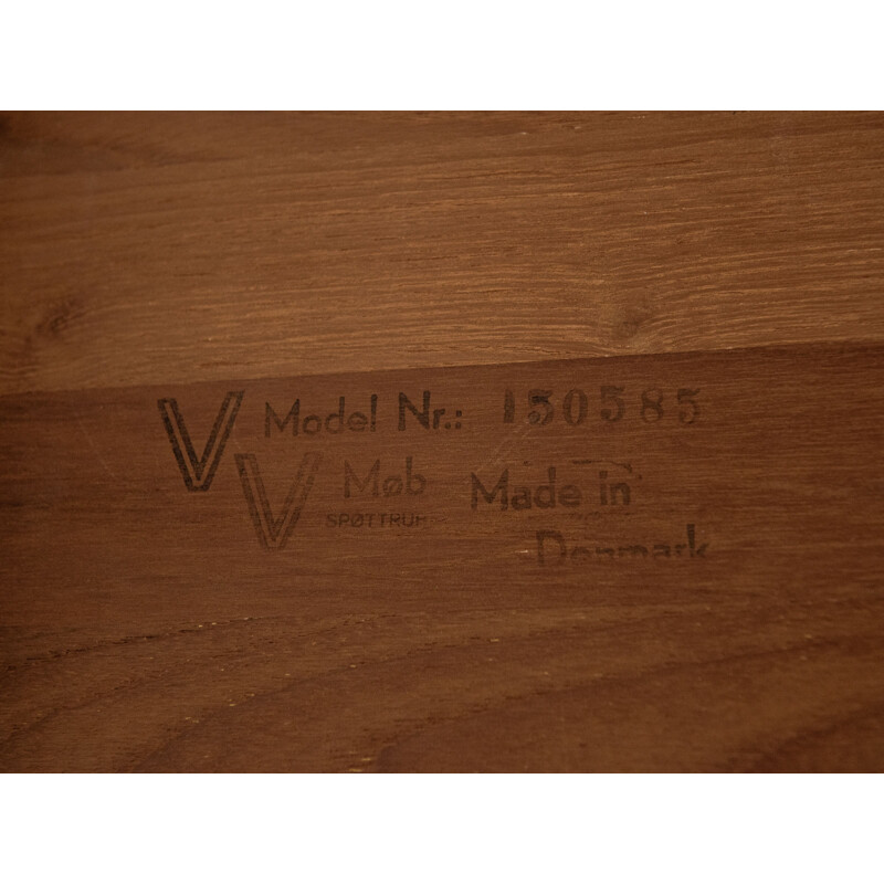 Table vintage ronde extensible en teck par VV Møbler, Danemark 1960