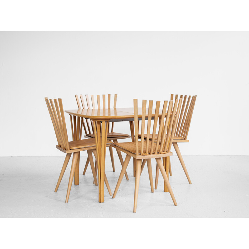 Vintage beechwood dining set by Haslev