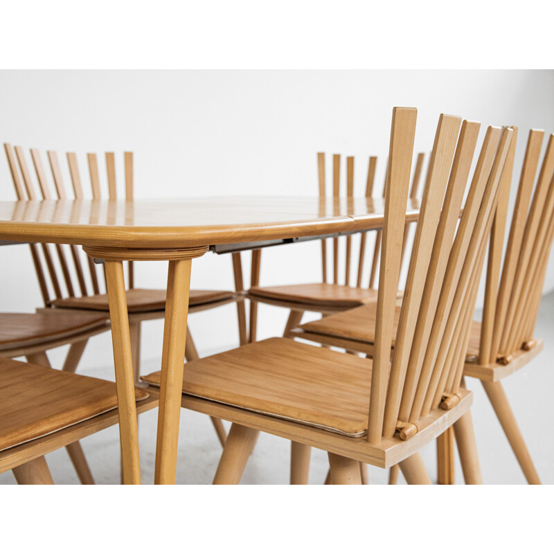 Vintage beechwood dining set by Haslev