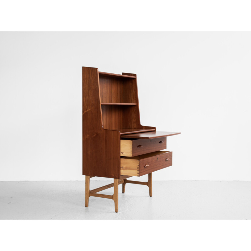 Vintage teak desk with oak legs, Denmark 1960