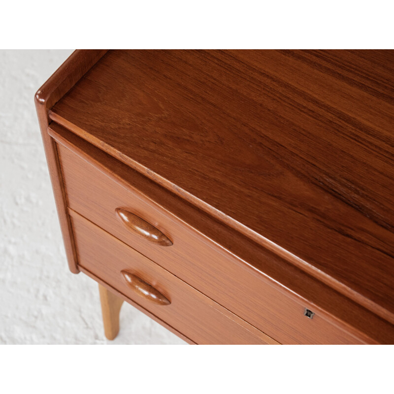 Scrivania vintage in teak con gambe in rovere, Danimarca 1960