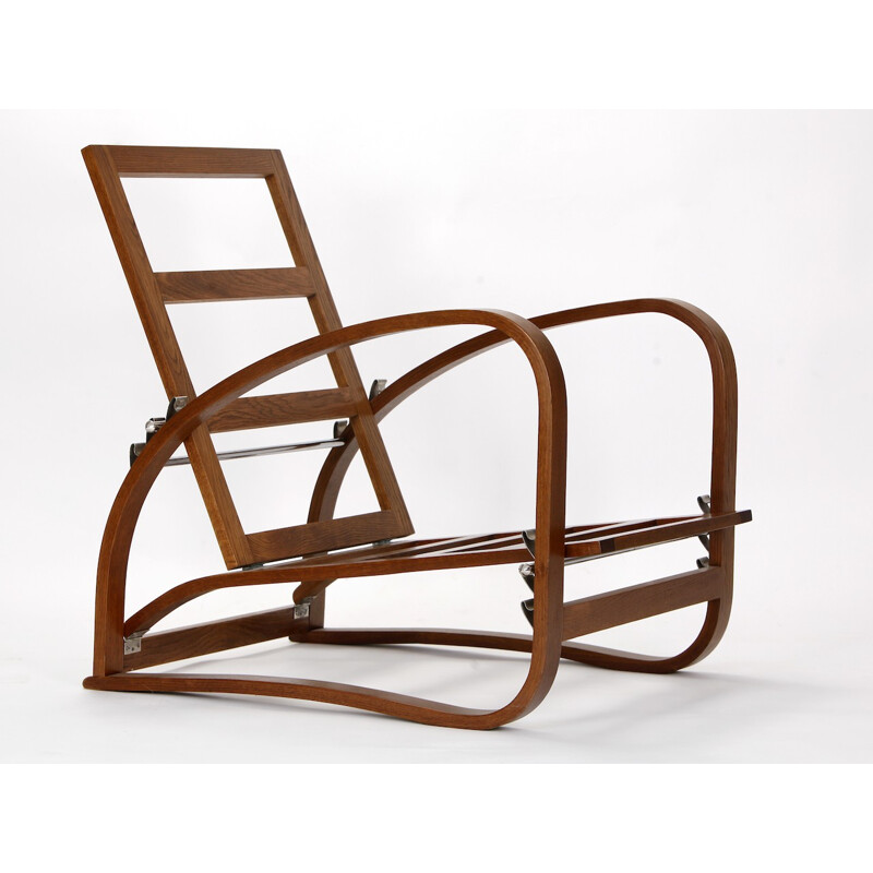 Adjustable H-70 Armchair, Jindrich Halabala - 1930s