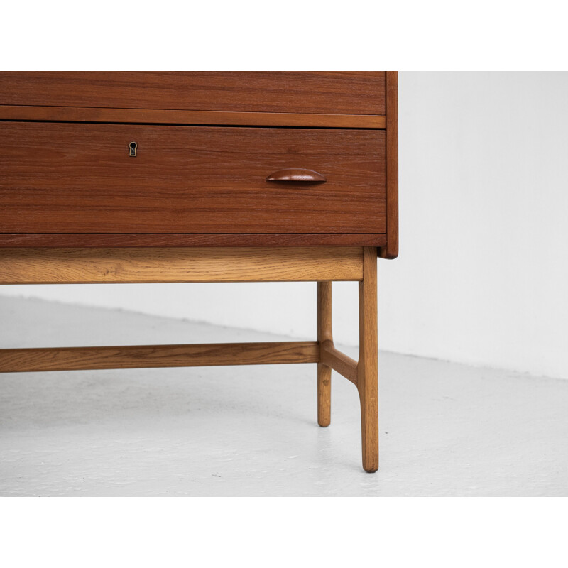 Vintage teakhouten bureau met eiken poten, Denemarken 1960