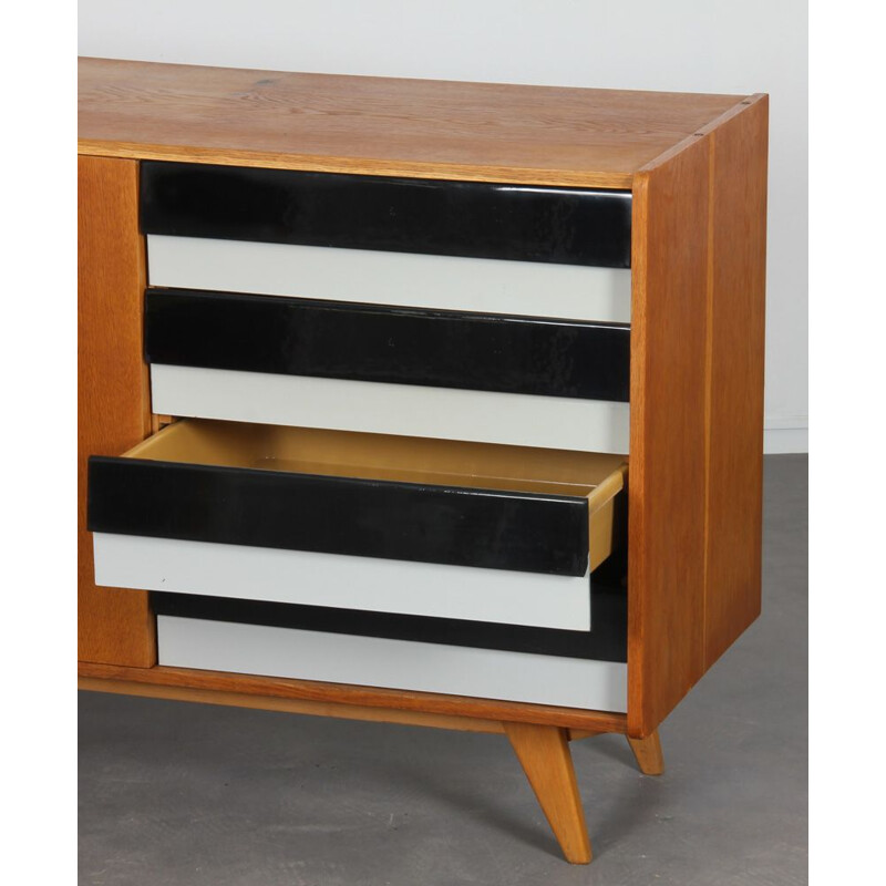 Vintage black and white sideboard with drawers by Jiri Jiroutek 1960