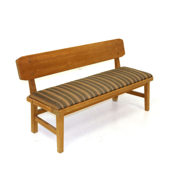 Banc vintage en pin, brutaliste, Suède 1960