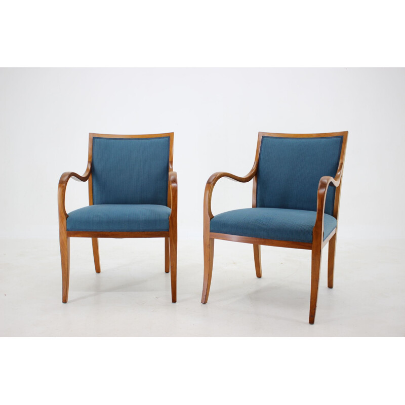 Pair of vintage mahogany armchairs, Denmark 1940