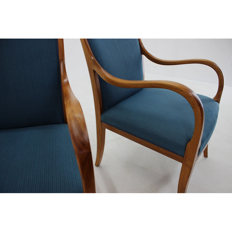 Pair of vintage mahogany armchairs, Denmark 1940