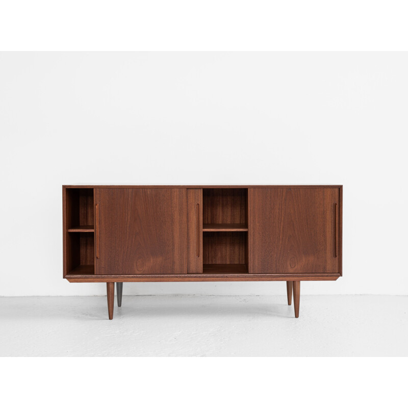 Vintage teak sideboard with 3 sliding doors, Denmark 1960