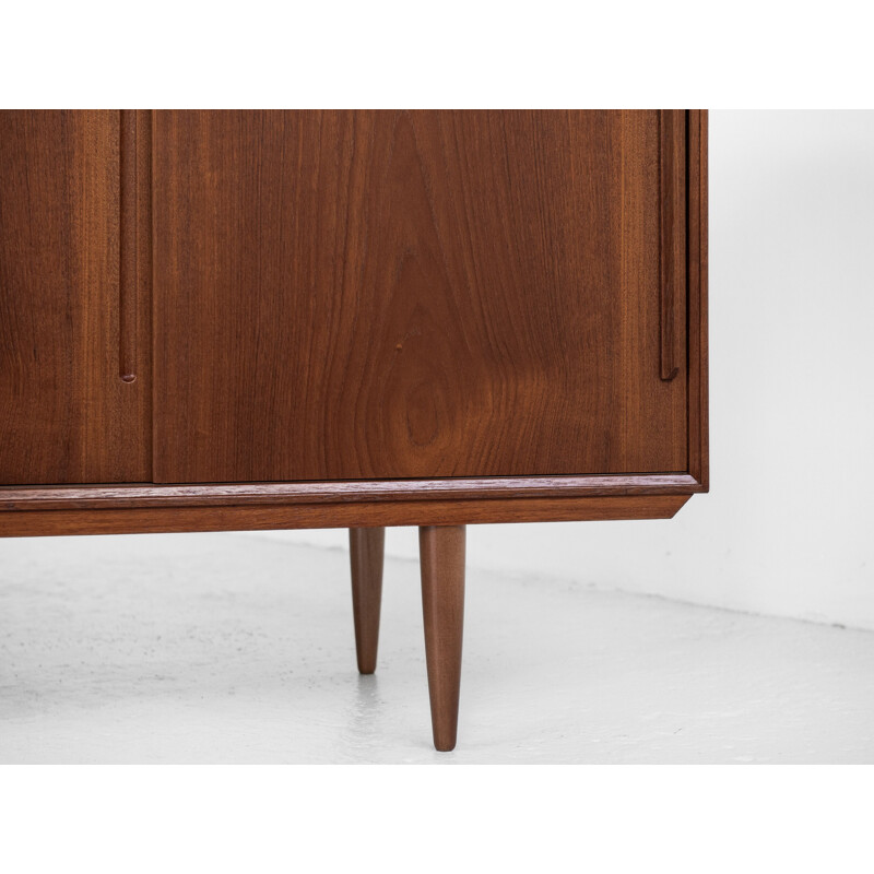 Vintage teak sideboard with 3 sliding doors, Denmark 1960