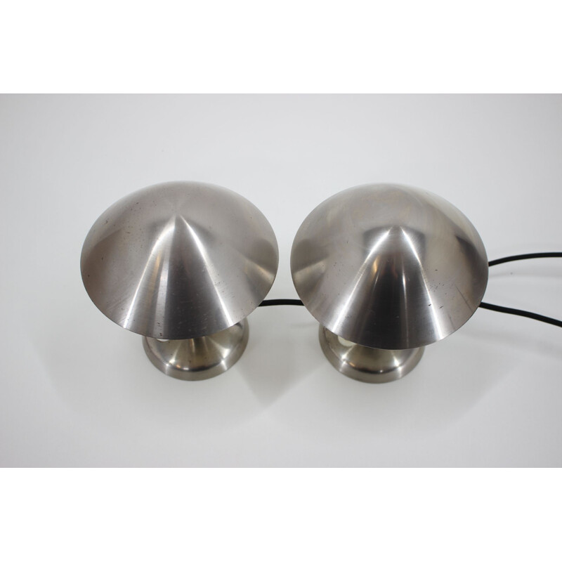 Pair of vintage chrome lamps, Czechoslovakia 1930