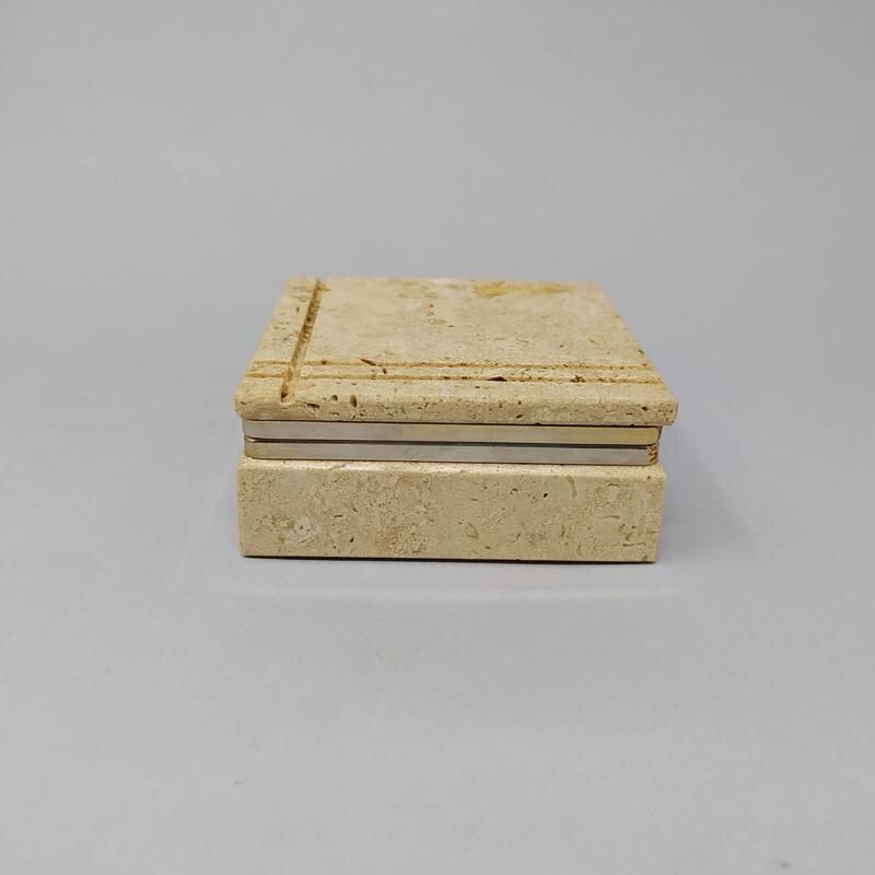 Vintage travertine smoker set by Enzo Mari for F.lli Mannelli 1970