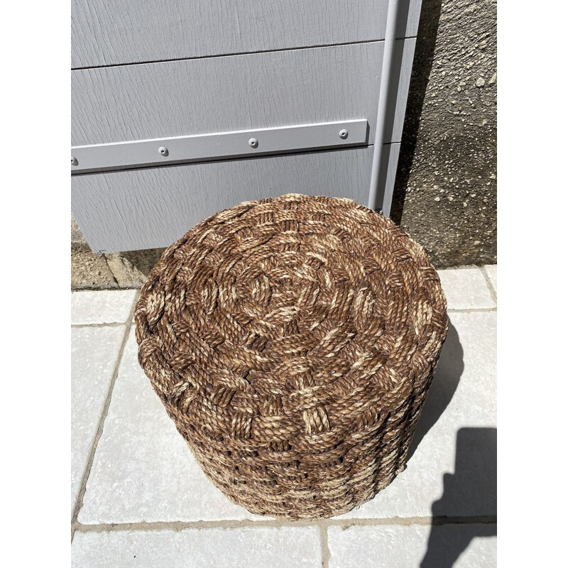 Vintage woven code pouffe 1970s