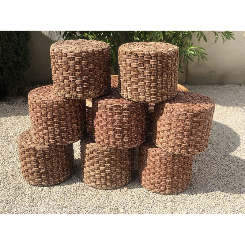 Vintage woven code pouffe 1970s