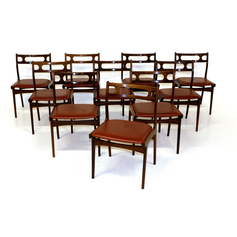 Ensemble de10 chaises vintage par Johannes Andersen Danemark 1960