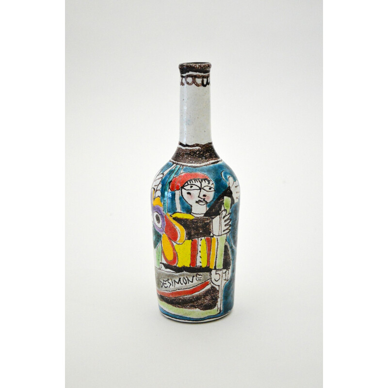Bottiglia vintage in ceramica di Giovanni De Simone, Italia 1950