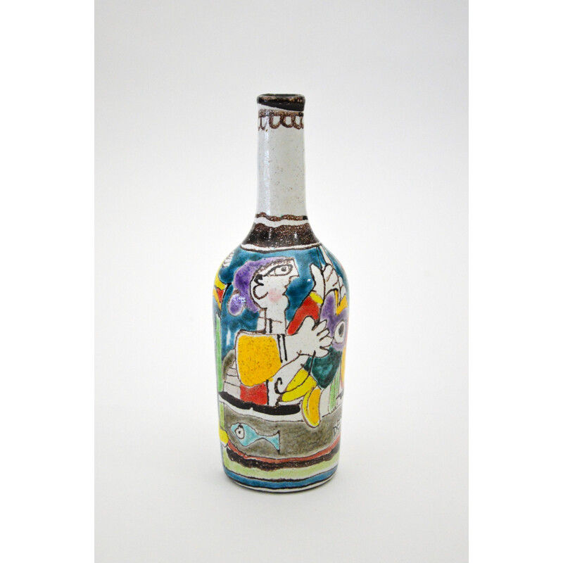 Botella de cerámica vintage de Giovanni De Simone, Italia 1950