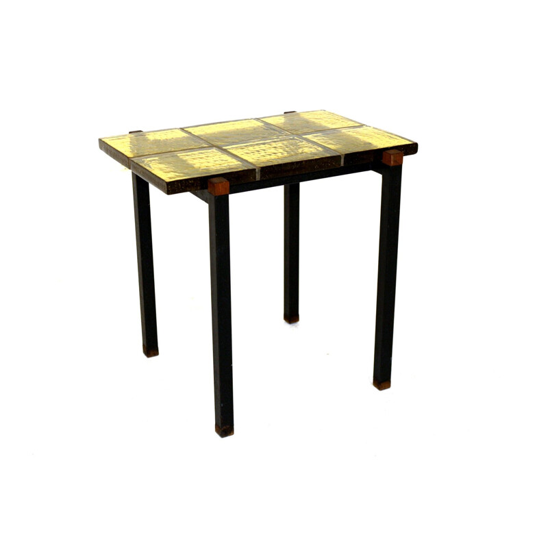 Glass and teak side table Sweden 1960