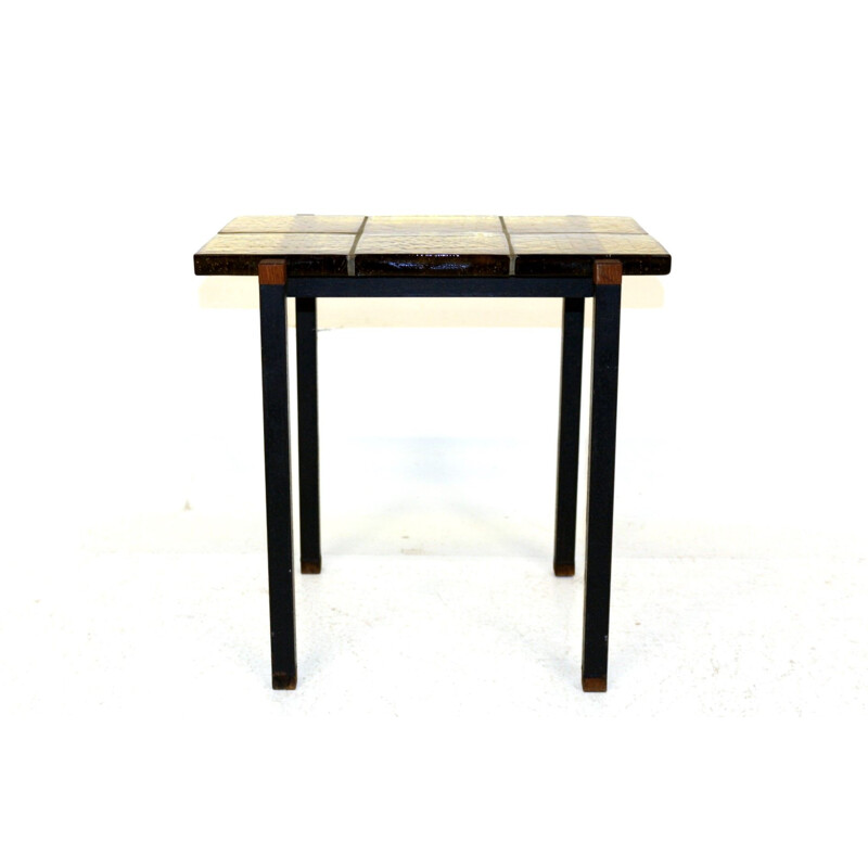 Glass and teak side table Sweden 1960